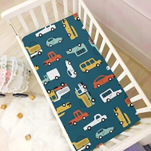 Fitted Playard Sheets Mini Crib Sheets Stretchy for Baby Girls Boys Car Childish Truck Soft Neutral