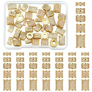 yinkin 40 pieces zircon rhinestone beads tube column pave bead charms cubic zirconia beads big hole spacer beads jewelry bracelet connector crystal beads for diy (gold)