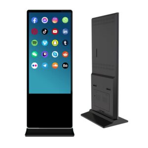 canlarriz 43 inch floor standing lcd digital signage, touch screen advertising interactive display kiosk, android 9.0 os, 2+16g