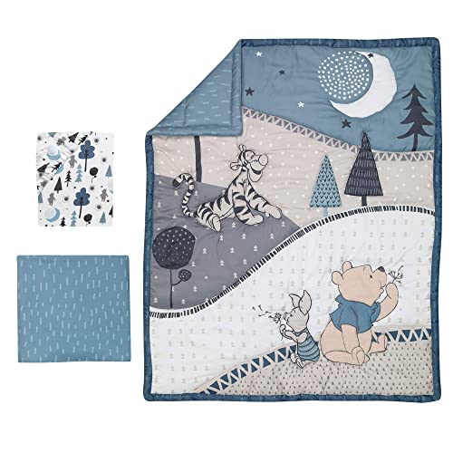 Lambs & Ivy Forever Pooh 3Piece Baby Crib Bedding Set, Blue