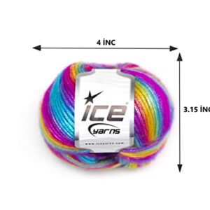 Ice Yarns Picasso Rainbow (3-Piece Pack) Blue, Purple, Green, Yellow, Orange, Pink Fuzzy with Subtle Sheen Yarn 44% Acrylic, 56% Polyester (3x1.76 Oz),(3x125 yds)