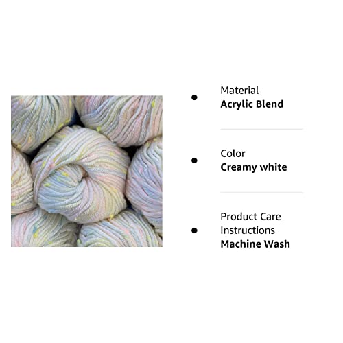 Tweed Twinkles Soft Hypoallergenic Baby Yarn for Knitting Crocheting, 8 skeins, 696 yards/400 Grams, Light Worsted, DK #3 (Creamy White)