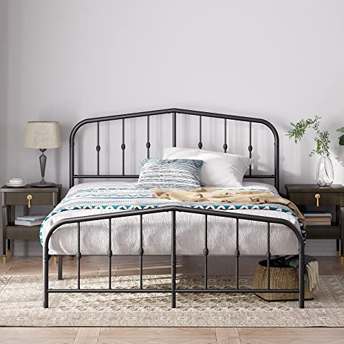 Zinus Heidi Metal Platform Bed Frame/Steel Mattress Foundation/Bed Frame with Headboard and Footboard/No Box Spring Needed/Easy Assembly, Black, King