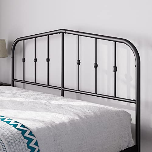 Zinus Heidi Metal Platform Bed Frame/Steel Mattress Foundation/Bed Frame with Headboard and Footboard/No Box Spring Needed/Easy Assembly, Black, King