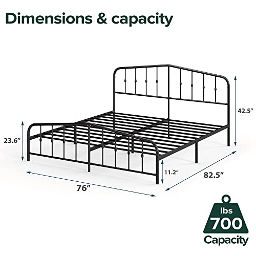 Zinus Heidi Metal Platform Bed Frame/Steel Mattress Foundation/Bed Frame with Headboard and Footboard/No Box Spring Needed/Easy Assembly, Black, King