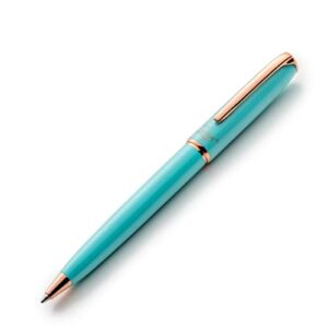 zenzoi turquoise luxury ballpoint pen – fancy pen for women w/rose gold trim, nice gift box & schmidt ball point ink refills. retractable, executive writing pens for journaling, note taking, office