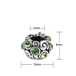 60 Pieces Assorted European Beads with Plating Silver Metal Alloy Rhinestone Large Hole Spacer Beads for DIY Charm Bracelet Jewelry Making (Inlaid Drill Alloy)