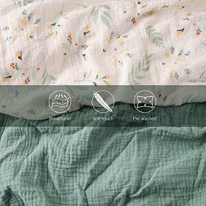 Muslin Crib Sheets for Girls and Boys, Cotton Neutral Fitted Baby Crib Sheet for Standard Crib Mattress & Toddler Bed Mattress (52"x28"), Soft Breathable Baby Sheets 1 Pack (Roman Green)