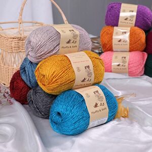 3-Pack Fluffy Wool Yarn by Yonkey Monkey. Lightweight and Soft. Knitting Crochet DIY Art Crafts (Turmeric 030)