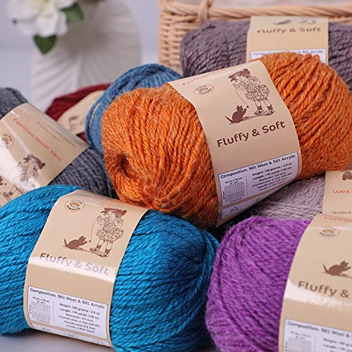 3-Pack Fluffy Wool Yarn by Yonkey Monkey. Lightweight and Soft. Knitting Crochet DIY Art Crafts (Turmeric 030)