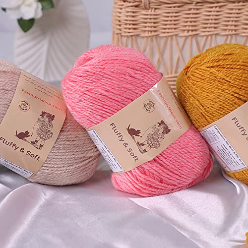 3-Pack Fluffy Wool Yarn by Yonkey Monkey. Lightweight and Soft. Knitting Crochet DIY Art Crafts (Turmeric 030)