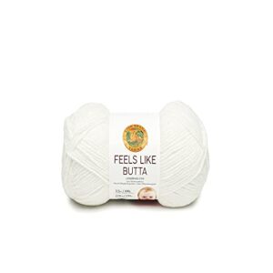 lion brand yarn feels like butta soft yarn for crocheting and knitting, velvety, 1-pack, white