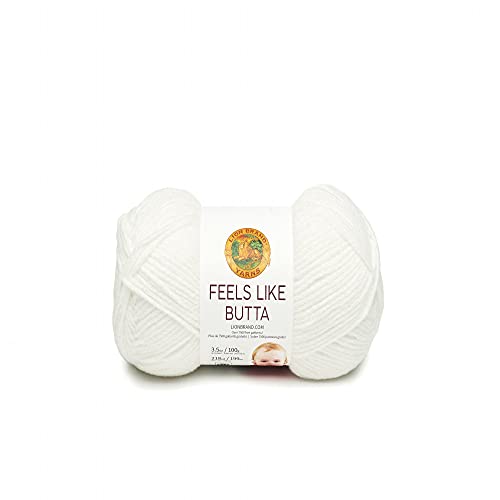 Lion Brand Yarn Feels Like Butta Soft Yarn for Crocheting and Knitting, Velvety, 1-Pack, White