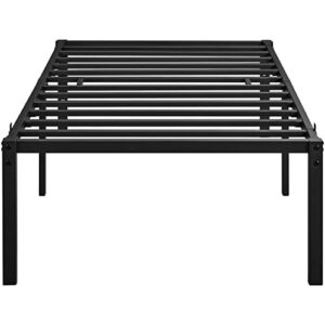 yaheetech 18 inch metal platform bed frame twin xl with steel slat support and underbed storage space non-slip mattress foundation no box spring needed tool-free assembly black