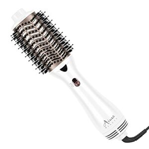 One Step Hair Dryer & Volumizing Hot Air Brush, Hair Blow Dryer Brush, Ceramic Straightener Brush, Curler & Hot Comb 4 in 1 Salon Ionic Hair Brush, Hair Styling Tools, White