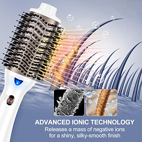 One Step Hair Dryer & Volumizing Hot Air Brush, Hair Blow Dryer Brush, Ceramic Straightener Brush, Curler & Hot Comb 4 in 1 Salon Ionic Hair Brush, Hair Styling Tools, White