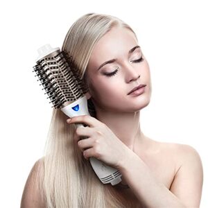 One Step Hair Dryer & Volumizing Hot Air Brush, Hair Blow Dryer Brush, Ceramic Straightener Brush, Curler & Hot Comb 4 in 1 Salon Ionic Hair Brush, Hair Styling Tools, White