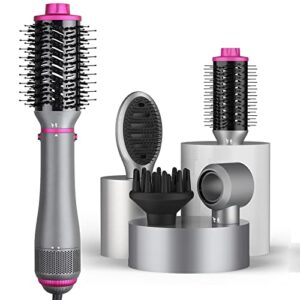 hair dryer brush set - koovon 4 in 1 blow dryer brush in one, negative ion blowout brush detachable hot air brush for drying/straightening/curling, one-step volumizer styler brush with ceramic coating