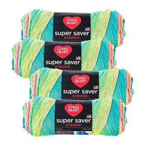 red heart super saver yarn (4-pack of 5oz skeins) (retro stripe)