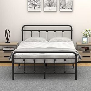 gaomons full size bed frame with headboard, metal slats support platform bed frame with ample storage space, no box spring needed (full)