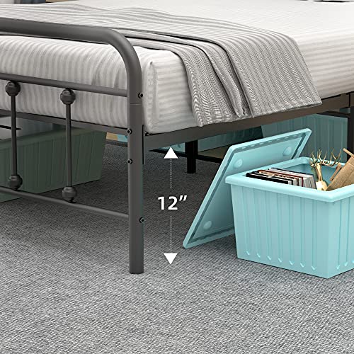 GaoMons Full Size Bed Frame with Headboard, Metal Slats Support Platform Bed Frame with Ample Storage Space, No Box Spring Needed (Full)