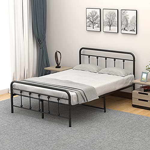 GaoMons Full Size Bed Frame with Headboard, Metal Slats Support Platform Bed Frame with Ample Storage Space, No Box Spring Needed (Full)
