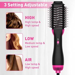 OCAEIW Volumizer Hair Dryer Brush, Hot-Air Hair Brushes, One Step Hair Dryer and Styler with Alci Plug for Women, Wig, Blow Dryer Brush for Straightening, Drying, Curling, Pink