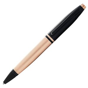 cross calais brushed rose gold plate and black lacquer ballpoint pen