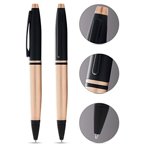 Cross Calais Brushed Rose Gold Plate and Black Lacquer Ballpoint Pen