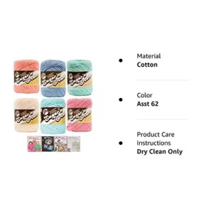 Lily Sugar n' Cream Variety Assortment 6 Pack Bundle 100% Cotton Medium 4 Worsted with 4 Patterns (Asst 62)