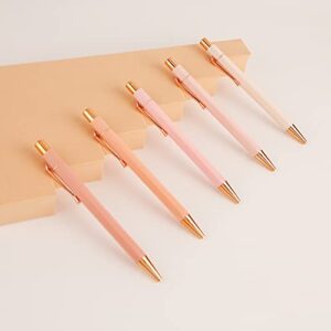 Moon Messenger Pretty Rose Gold Hexagon Gel Pens, 0.7mm Black Ink, 5-Pack, Pink Pen Set for Women and Men (Assorted 06)