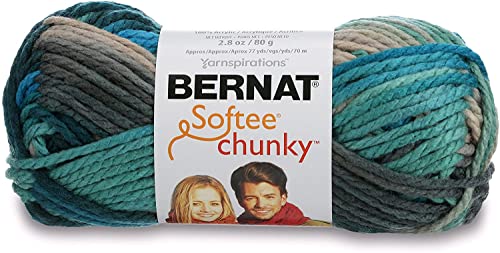 Bernat Softee Chunky Deep Waters Yarn - 3 Pack of 80g/2.8oz - Acrylic - 6 Super Bulky - 77 Yards - Knitting/Crochet