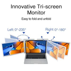 Asixxsix 13.3 Inch Triple Portable Monitor, Rotating FHD 1080P IPS Laptop Monitor Screen Extender Reverse Charging Type C Dual Monitor with Retractable Bracket for 13.3-17.3Inch Laptop