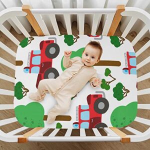 Cartoon Car Crib Sheets for Baby Soft and Breathable Baby Crib Sheets Machine Washable Pack and Play Sheets for Boy Gir Kid