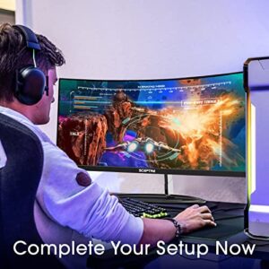 Sceptre Curved 30" 21:9 Gaming LED Monitor 2560x1080p UltraWide Ultra Slim HDMI DisplayPort Up to 85Hz MPRT 1ms FPS-RTS Build-in Speakers, Machine Blue (C305W-2560UN)