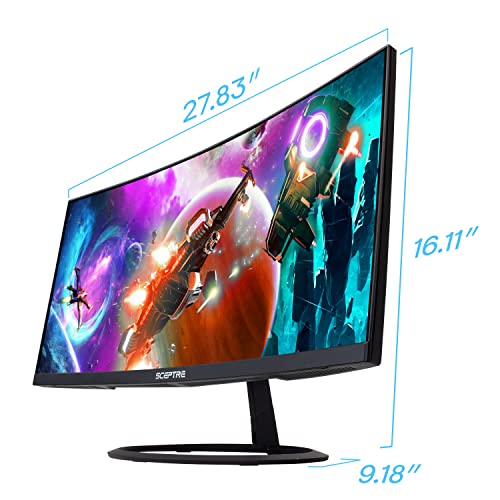 Sceptre Curved 30" 21:9 Gaming LED Monitor 2560x1080p UltraWide Ultra Slim HDMI DisplayPort Up to 85Hz MPRT 1ms FPS-RTS Build-in Speakers, Machine Blue (C305W-2560UN)