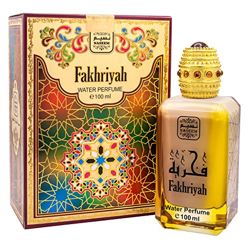 Naseem Fakhriyah Aqua Perfume Alcohol Free with composition of White Florals Oud Cedarwood Long Lasting Arabian Fragrance for Men Extrait de Parfum 3.4 Fl Oz