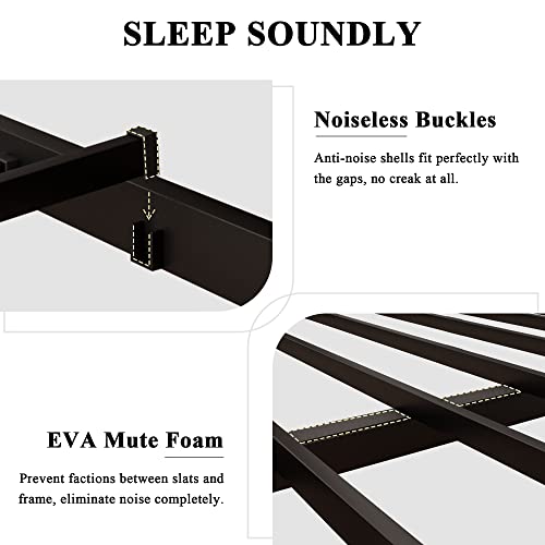 iPormis Queen Size Metal Platform Bed Frame with Vintage Headboard/Heavy Duty Steel Slats Support / 12 Inches Under-Bed Storage/No Box Spring Needed/Easy Assembly/Noise-Free, Black