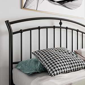 iPormis Queen Size Metal Platform Bed Frame with Vintage Headboard/Heavy Duty Steel Slats Support / 12 Inches Under-Bed Storage/No Box Spring Needed/Easy Assembly/Noise-Free, Black