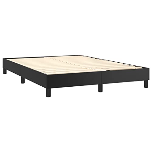 Youuihom Mattress Foundation, Bed Frame Furniture, Box Spring Bed with Mattress LED for Pool Decks, Gardens, patios, courtyards, Black Full Faux Leather