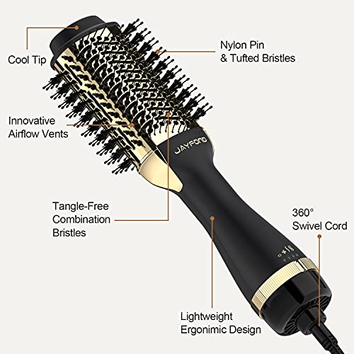 Hair Dryer Brush Blow Dryer Brush in One, Hair Dryer and Styler Volumizer Professional 4 in 1 Hot Air Brush, Negative Ion Anti-Frizz Blowout Hair Dryer Brush for Drying, Straightening, Curling, Salon