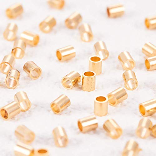 BENECREAT 60PCS 18K Gold Plated Spacer Beads Small Metal Beads for DIY Jewelry Making and Craft Work - (2.5mm Hole)