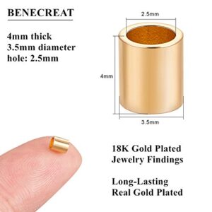 BENECREAT 60PCS 18K Gold Plated Spacer Beads Small Metal Beads for DIY Jewelry Making and Craft Work - (2.5mm Hole)