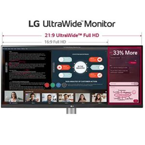 LG 34WN650-W UltraWide Monitor 34" 21:9 FHD (2560 x 1080) IPS Display, VESA DisplayHDR 400, AMD FreeSync, 3-Side Virtually Borderless Design - Silver