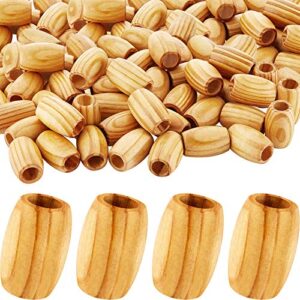 60 pieces large wooden spacer beads wooden macrame beads oval loose wood beads natural tube beads with 10 mm large hole for handmade jewelry diy craft making, 30 x 20 mm (wood color)
