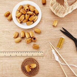 60 Pieces Large Wooden Spacer Beads Wooden Macrame Beads Oval Loose Wood Beads Natural Tube Beads with 10 mm Large Hole for Handmade Jewelry DIY Craft Making, 30 x 20 mm (Wood Color)