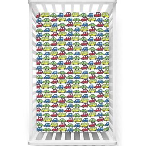 car themed fitted crib sheet,standard crib mattress fitted sheet ultra soft material-crib mattress sheet or toddler bed sheet, 28“ x52“,multicolor