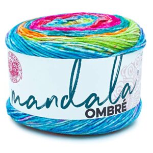 lion brand yarn mandala ombré yarn with vibrant colors, soft yarn for crocheting and knitting, happy, 1-pack