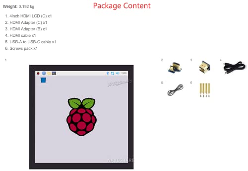 XYGStudy 4inch HDMI Capacitive Touch IPS LCD Display (C) Screen Resolution 720×720 Compatible with All Versions of Raspberry Pi 4 3 Jetson Nano AI PC Windows 11/10 / 8.1/8 / 7