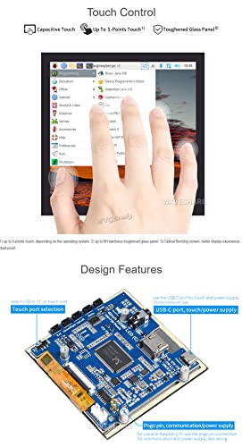 XYGStudy 4inch HDMI Capacitive Touch IPS LCD Display (C) Screen Resolution 720×720 Compatible with All Versions of Raspberry Pi 4 3 Jetson Nano AI PC Windows 11/10 / 8.1/8 / 7